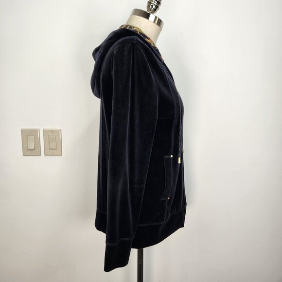 St. John Sport Velour Full Zip Hoodie Womens S‎ Black Relaxed Fit Old Money - Picture 4 of 12